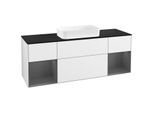 Villeroy und Boch Finion Waschtischunterschrank F332GKGF 160x60,3cm, Abdeckplatte black matt, Regale Anthracite matt lacquer, Glossy white lacquer