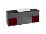 Villeroy und Boch Finion Waschtischunterschrank F332HBGK 160x60,3cm, Abdeckplatte black matt, Regale Peony matt lacquer, Anthracite matt