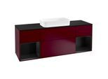 Villeroy und Boch Finion Waschtischunterschrank F332PDHB 160x60,3cm, Abdeckplatte black matt, Regale Black matt lacquer, Peony Matt