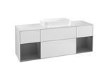 Villeroy und Boch Finion Waschtischunterschrank G331GKMT 160cm, Abdeckplatte white matt, Emotion, Regale Anthracite matt lacquer, White matt lacquer