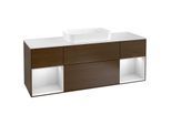 Villeroy und Boch Finion Waschtischunterschrank G331MTGN 160cm, Abdeckplatte white matt, Emotion, Regale White matt lacquer, Walnut veneer