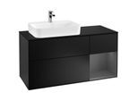 Villeroy und Boch Finion Waschtischunterschrank G402GKPD 120cm, Abdeckplatte black matt, Emotion, Regal rechts Anthracite matt, Black matt lacquer