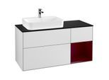 Villeroy und Boch Finion Waschtischunterschrank F402HBMT 120cm, Abdeckplatte black matt, Regal rechts Peony, White matt lacquer