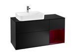 Villeroy und Boch Finion Waschtischunterschrank F402HBPD 120cm, Abdeckplatte black matt, Regal rechts Peony, Black matt lacquer
