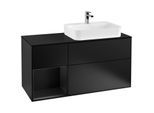 Villeroy und Boch Finion Waschtischunterschrank G392PDPD 120cm, Abdeckplatte black matt, Emotion, Regal links Black matt lacquer, Black matt lacquer