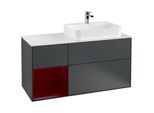 Villeroy und Boch Finion Waschtischunterschrank G391HBHG 120cm, Abdeckplatte white matt, Emotion, Regal links Peony, Midnight Blue Matt Lacquer