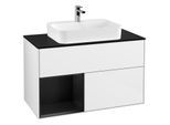 Villeroy und Boch Finion Waschtischunterschrank G362PDGF 100cm, Abdeckplatte black matt, Emotion, Regal links Black matt lacquer, Glossy white lacquer