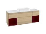 Villeroy und Boch Finion Waschtischunterschrank F331HBPC 160x60,3cm, Abdeckplatte white matt, Regale Peony matt lacquer, Oak Veneer