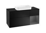 Villeroy und Boch Finion Waschtischunterschrank F302GKPD 120cm, Abdeckplatte black matt, Regal rechts Anthracite matt, Black matt lacquer
