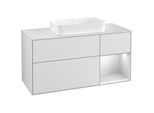 Villeroy und Boch Finion Waschtischunterschrank G301MTMT 120cm, Abdeckplatte white matt, Emotion, Regal rechts White matt lacquer, White matt lacquer