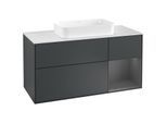 Villeroy und Boch Finion Waschtischunterschrank G301GKHG 120cm, Abdeckplatte white matt, Emotion, Regal rechts Anthracite matt, Midnight Blue Matt Lacquer