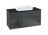 Villeroy und Boch Finion Waschtischunterschrank G292HGHG 120cm, Abdeckplatte black matt, Emotion, Regal links Midnight Blue Matt Lacquer, Midnight Blue Matt Lacquer