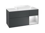 Villeroy und Boch Finion Waschtischunterschrank F301MTHG 120cm, Abdeckplatte white matt, Regal rechts White matt lacquer, Midnight Blue Matt Lacquer