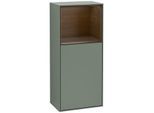 Villeroy und Boch Finion Seitenschrank F500GNGM 41,8x93,6x27cm, links, Regal oben Walnut Veneer, Olive Matt Lacquer