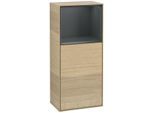 Villeroy und Boch Finion Seitenschrank F510HGPC 41,8x93,6x27cm, rechts, Regal oben Midnight Blue Matt, Oak Veneer