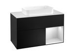 Villeroy und Boch Finion Waschtischunterschrank F251MTPD 100x60,3cm, Abdeckplatte white matt, Regal rechts White matt lacquer, Black matt lacquer