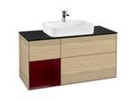 Villeroy und Boch Finion Waschtischunterschrank G412HBPC 120cm, Abdeckplatte black matt, Emotion, Regal links Peony, Oak Veneer