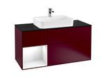 Villeroy und Boch Finion Waschtischunterschrank G412GFHB 120cm, Abdeckplatte black matt, Emotion, Regal links Glossy white lacquer, Peony Matt