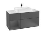 Villeroy und Boch Finion Waschtischunterschrank G411GKGK 120cm, Abdeckplatte white matt, Emotion, Regal links Anthracite matt, Anthracite matt