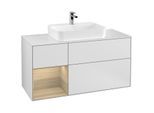 Villeroy und Boch Finion Waschtischunterschrank G411PCMT 120cm, Abdeckplatte white matt, Emotion, Regal links Oak Veneer, White matt lacquer