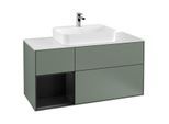 Villeroy und Boch Finion Waschtischunterschrank G411PDGM 120cm, Abdeckplatte white matt, Emotion, Regal links Black matt lacquer, Olive Matt Lacquer