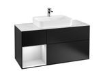 Villeroy und Boch Finion Waschtischunterschrank F411MTPD 120cm, Abdeckplatte white matt, Regal links White matt lacquer, Black matt lacquer