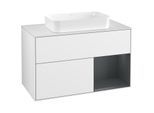 Villeroy und Boch Finion Waschtischunterschrank G251HGGF 100cm, Abdeckplatte white matt, Emotion, Regal rechts Midnight Blue Matt Lacquer, Glossy white lacquer