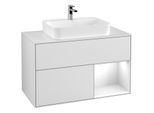 Villeroy und Boch Finion Waschtischunterschrank G371GFMT 100cm, Abdeckplatte white matt, Emotion, Regal rechts Glossy white lacquer, White matt lacquer