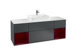 Villeroy und Boch Finion Waschtischunterschrank G451HBHG 160cm, Abdeckplatte white matt, Emotion, Regale Peony matt lacquer, Midnight Blue Matt Lacquer