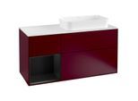 Villeroy und Boch Finion Waschtischunterschrank G271PDHB 120cm, Abdeckplatte white matt, Emotion, Regal links Black matt lacquer, Peony Matt