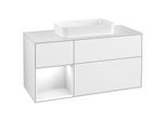 Villeroy und Boch Finion Waschtischunterschrank F291GFGF 120cm, Abdeckplatte white matt, Regal links Glossy white lacquer, Glossy white lacquer