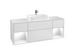Villeroy und Boch Finion Waschtischunterschrank F451GFMT 160x60,3cm, Abdeckplatte white matt, Regale Glossy white lacquer, White matt lacquer
