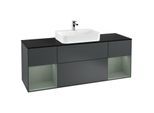 Villeroy und Boch Finion Waschtischunterschrank G452GMHG 160cm, Abdeckplatte black matt, Emotion, Regale Olive matt lacquer, Midnight Blue Matt Lacquer