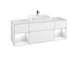 Villeroy und Boch Finion Waschtischunterschrank F451GFGF 160x60,3cm, Abdeckplatte white matt, Regale Glossy white lacquer, Glossy white lacquer