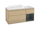 Villeroy und Boch Finion Waschtischunterschrank G281HGPC 120cm, Abdeckplatte white matt, Emotion, Regal rechts Midnight Blue Matt Lacquer, Oak Veneer