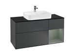 Villeroy und Boch Finion Waschtischunterschrank F422GMHG 120cm, Abdeckplatte black matt, Regal rechts Olive Matt Lacquer, Midnight Blue Matt Lacquer