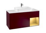 Villeroy und Boch Finion Waschtischunterschrank G421HFHB 120cm, Abdeckplatte white matt, Emotion, Regal rechts Gold matt, Peony Matt