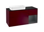 Villeroy und Boch Finion Waschtischunterschrank F282HGHB 120cm, Abdeckplatte black matt, Regal rechts Midnight Blue Matt Lacquer, Peony Matt
