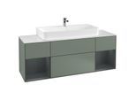 Villeroy und Boch Finion Waschtischunterschrank G211HGGM 160cm, Abdeckplatte white matt, Emotion, Regale Midnight matt lacquer, Olive Matt Lacquer