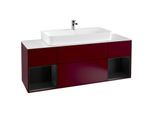 Villeroy und Boch Finion Waschtischunterschrank G211PDHB 160cm, Abdeckplatte white matt, Emotion, Regale Black matt lacquer, Peony Matt