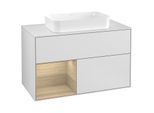 Villeroy und Boch Finion Waschtischunterschrank G241PCMT 100cm, Abdeckplatte white matt, Emotion, Regal links Oak Veneer, White matt lacquer