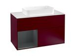 Villeroy und Boch Finion Waschtischunterschrank G241HGHB 100cm, Abdeckplatte white matt, Emotion, Regal links Midnight Blue Matt Lacquer, Peony Matt