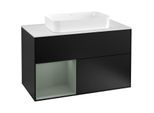Villeroy und Boch Finion Waschtischunterschrank F241GMPD 100x60,3cm, Abdeckplatte white matt, Regal links Olive Matt Lacquer, Black matt lacquer