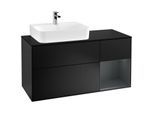 Villeroy und Boch Finion Waschtischunterschrank G152HGPD 120cm, Abdeckplatte black matt, Emotion, Regal links Midnight Blue Matt Lacquer, Black matt lacquer