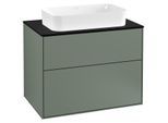 Villeroy und Boch Finion Waschtischunterschrank G22200GM 80x60,3cm, Emotion, Abdeckplatte black matt, Olive Matt Lacquer