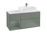 Villeroy und Boch Finion Waschtischunterschrank G141GMGM 120cm, Abdeckplatte white matt, Emotion, Regal links Olive Matt Lacquer, Olive Matt Lacquer