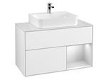 Villeroy und Boch Finion Waschtischunterschrank G121MTGF 100cm, Abdeckplatte white matt, Emotion, Regal rechts White matt lacquer, Glossy white lacquer