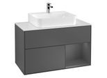 Villeroy und Boch Finion Waschtischunterschrank F121GKGK 100cm, Abdeckplatte weiß matt, Regal rechts Anthracite matt, Anthracite matt