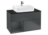 Villeroy und Boch Finion Waschtischunterschrank F112HGHG 100cm, Abdeckplatte white matt, Regal links Midnight Blue Matt Lacquer, Midnight Blue Matt Lacquer