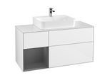 Villeroy und Boch Finion Waschtischunterschrank G161GKGF 120cm, Abdeckplatte white matt, Emotion, Regal links Anthracite matt, Glossy white lacquer